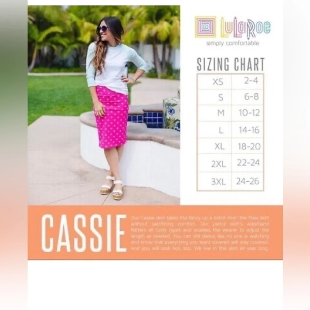 NWT LuLaRoe Cassie pencil skirt - like new! Orange and red floral Size XL - Picture 4 of 4